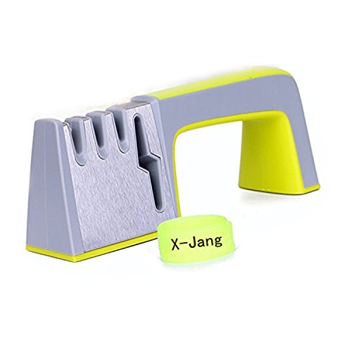 X-Jang Messerschärfer Messerschleifer Knife Sharpener steel,also sharpen Schere/ Keramikmesser — Scherenschleifer, Professionelles 4 Stufen-Schleif system