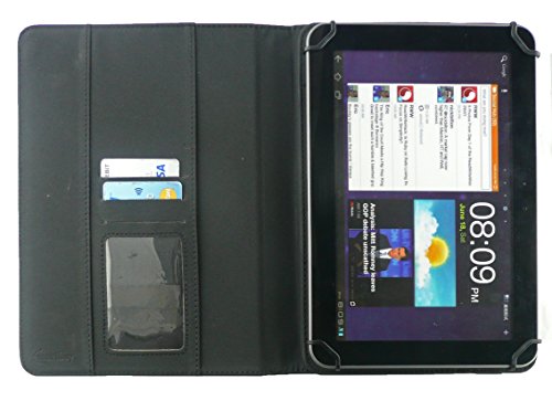 Emartbuy® Schwarz Stylus + Universalbereich ( 8 – 9 Zoll ) Schwarz Carbon PU Leather Multi Winkel Folio Executive Case Cover Wallet Hülle Schutzhülle mit Kartensteckplätze Geeignet für Gigaset QV830 8 Zoll Tablet - 5