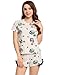 Produktbild Untlet Damen Nachtwäsche Baumwolle Frauen Schlafanzug Pyjama Sommer Nachthemd Kurz Zweiteiliger Negligee