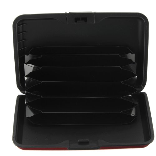 Alu wasserdichte Kreditkarten Visitenkarten Etui Case Tasche Box Hülle Kartenbox Aufbewahrungsbox Rot - 6