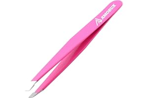 R.A Professional Slanted Tweezer for Facial Hair Women & Men Stainless Steel Precision Tweezers for Ingrown Hair (Pink)