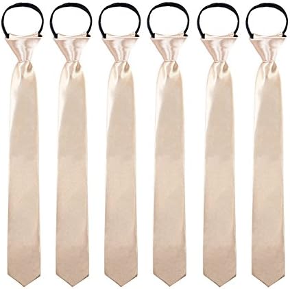 Boys Zipper Pre-tied Solid Neckties - 6Pcs Solid Adjustable Ties Kids Formal Pretied Neck Ties for Boys Wedding