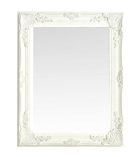 Spiegel Barock Holzrahmen gold silber weiß 27x32 cm Facettenschliff HOCHWERTIG (Weiß)