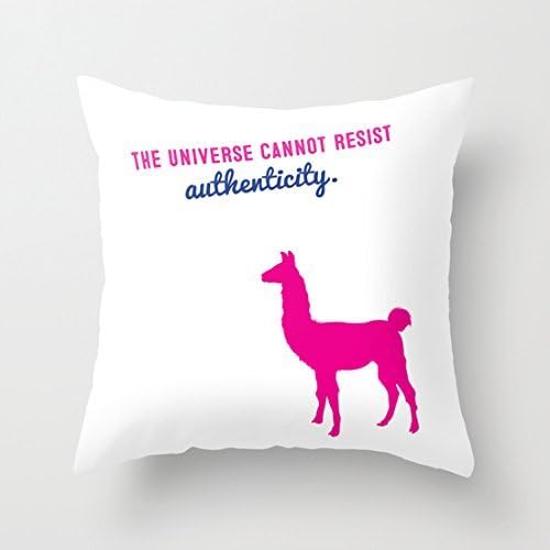 18" x 18" The Universe Cannot Resist Authenticity Graphic Quote Print with Pink Llama Decorative Throw Pillow Case Cushion Cover