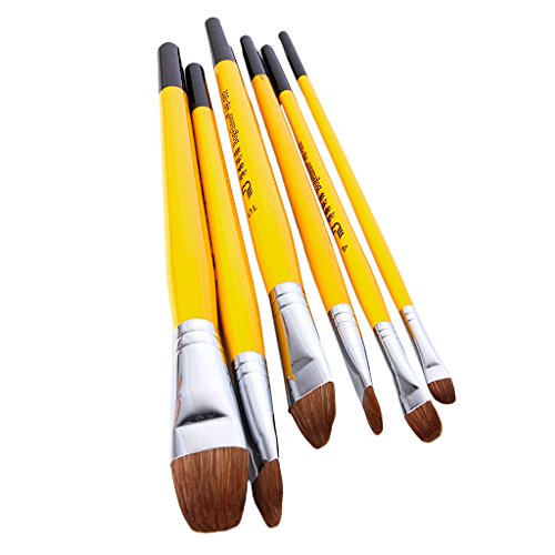 Preisvergleich Produktbild 6 Pinselset Pinselsatz Öl Acryl Aquarell-Malerei Pinsel BRUSH Oil Paint gelb