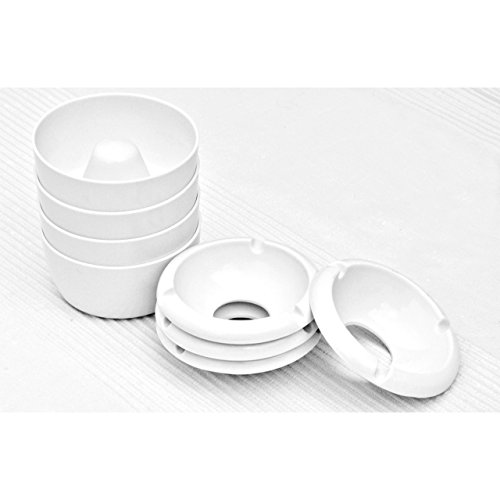 Aschenbecher Ascher aus Kunststoff – 8 Stück – Farbe: Weiß – Durchmesser 10,0 cm – einfach – cool – günstig - 5