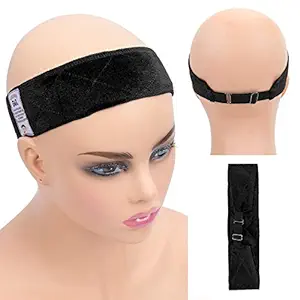 GEX Upgraded Wig Grip Band with Adjustable Elastic Closure Flexible Velvet No Slip Wig grip Headbands Cap for Wigs(Black)