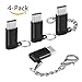 Price comparison product image SKYEE USB C Adapter with OTG, 4-Pack Micro USB to USB C Adapter Type C Adapter with Keychain and Key ring for MacBook Pro, Samsung Galaxy S9, Huawei Mate 20 Pro and More USB-C Device - Black