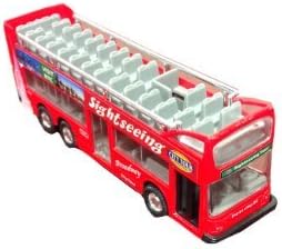 Die Cast Metal 6 NYC Sightseeing City Tour Red Double Bus Pull Back Action by KinsFun
