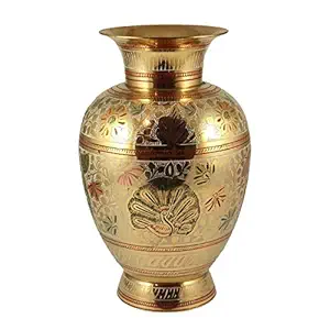 Hand Crafted Metal Brass Flower VASE with BIDRI NAKKASHI Work, Collectible Art,Perfect for Home Decoration