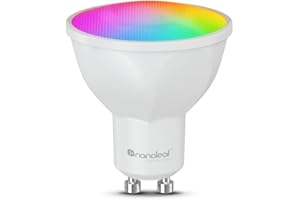 Nanoleaf Matter GU10 Smart LED Lampe - 1 RGBCW Dimmbar Glühbirne, Bildschirm Sync, 16 Mio. Farben, 400 Lumen, WiFi Blutooth App/Sprachsteuerung (Alexa, Apple, Google), Wohn- & Schlafzimmer Deko