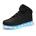 Produktbild AFFINEST Hoch oben USB aufladen LED Schuhe blinken Fashion Sneakers für Kinder Jungen Mädchen Halloween Weihnachtsgeschenke (EUR39, Schwarz)