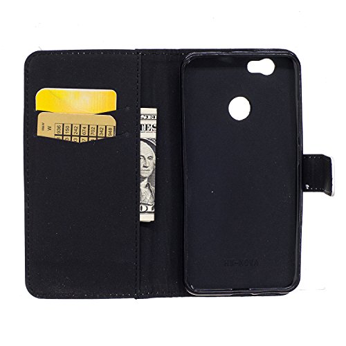 Lederhülle für Huawei Nova,Cover für Huawei Nova Hülle Case,Leeook Elegant Stylish Cool Weiß Blau Feder Vogel Muster Entwurf PU Lederhülle Flip Hülle im Bookstyle Cover Schale Slim Fit Soft Silikon Magnetverschluss Schutzhülle PU Leder Hülle Flip Wallet Case Kunstleder Tasche Cover mit Standfunktion und Kartenfächer Tasche Wallet Case für Huawei Nova + 1 x Schwarze Eingabestift-White Blue Feather Bird - 7
