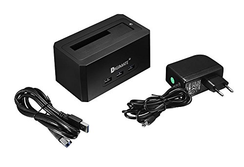 Digimate® DM-13UH USB 3.0 HDD Dockingstation | mit 3 x USB 3.0 HUBs (Anschlüssen) | externe Festplatten-Dockingstation für 2,5 / 3,5 Zoll SSD HDD SATA I/II/III inklusive | USB3.0 Kabel mit 12V 2A Netzteil (für PC / Notebook / Mac, SATA3 bis zu 6TB) - 4
