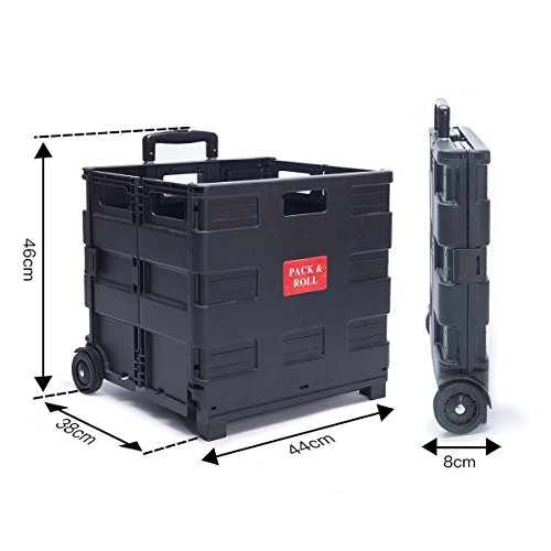 Ectxo 2er Einkaufskörbe mit Rollen Einkaufskörbe Faltbar Einkaufstrolleys Klappbarer Shopping Trolley 45L 35KG - 3