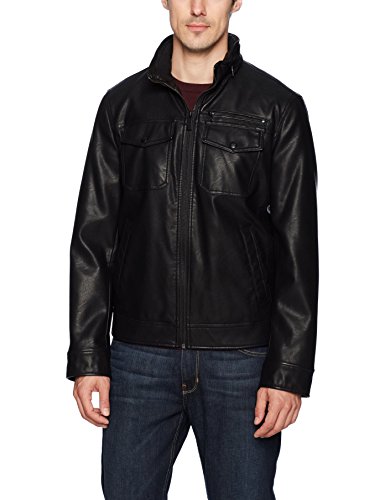 Preisvergleich Produktbild Dockers Men's Faux Leather Classic Trucker Jacket, Black, X-Large