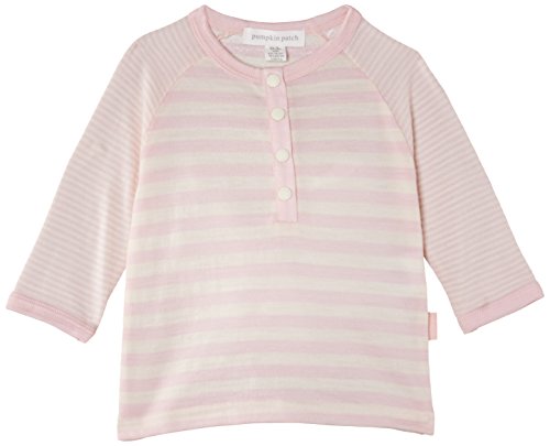 Pumpkin Patch Unisex Baby Merino Long Sleeve Henley T-Shirt, Pink (Lotus Stripe), 0-3 Months