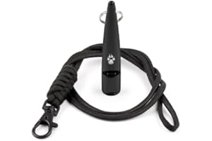 THE DOG LADY (TDL) TDL Hundepfeife mit Umhängeband – Weitreichendes Trainingswerkzeug für Rückruf & Gehorsam – Einstellbare Frequenz, lauter Klang für alle Hunderassen (Schwarz mit schwarzer Halskordel)
