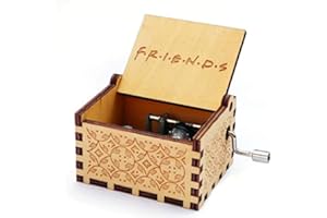 Nostalgish Music Boxes Hand Crank Wooden Musical Boxes Music Box - Unique Gift (Wood, Friends)