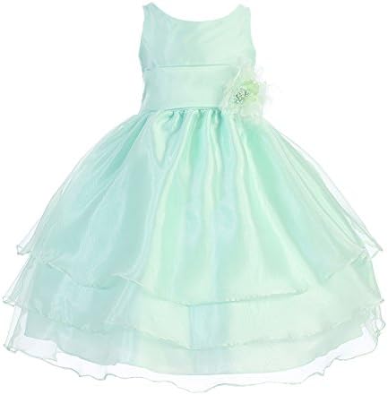 Calla Collection Little Girls Mint Floral Sash Flower Girl Dress 4