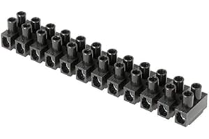 REY Barrette de 12 Dominos Électriques, Bornes Électriques, jusqu'à 4 mm, raccordement électriquem 24A, Noir
