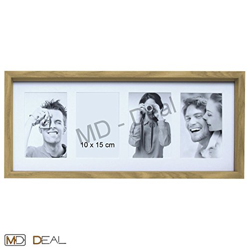 Bilderrahmen mit Holz Look hellbraun für 4 Bilder Foto Deko Bild Rahmen Galerie