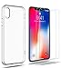 Produktbild iPhone XS/X Hülle + Panzerglas Set, [1 Hülle + 2 Panzerglas] iLiebe Schutzhülle Handyhülle Schutzfolie Folie 9H Panzerglasfolie TPU Silikon Case Cover Transparent Stoßfest Crystal für iPhone XS/X