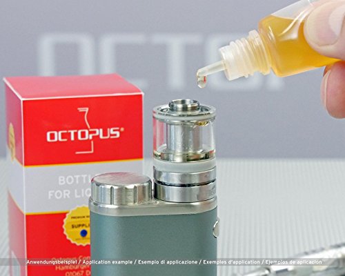 10 x 10 ml Octopus Tropfflaschen, zur Dosierung von Flüssigkeiten, E-Liquids, Augentropfen, leere LDPE Kunststoffflaschen transparent, Plastikflaschen mit blauem Tropfverschlüssen, mit Kindersicherung, inkl. 10 Beschriftungsetiketten - 3