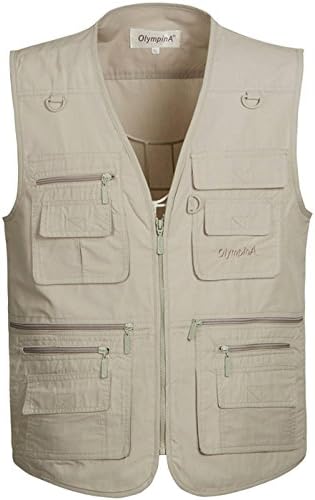 Casililor Utility Waistcoat Mens Multi-Pocket Vest Outdoor Polyester Gilet for Fishing Hunting Safari Camping Traveling Photography