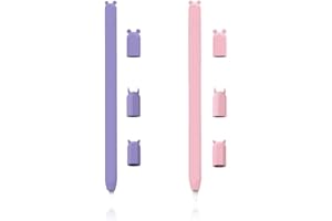 Tadipri Custodia in Silicone Compatibile con Apple Pencil 2, Porta Accessori Custodia Protettiva Antiscivolo Impugnatura per Penna Morbida e 3 Cappucci per Penna, 2021/2020/2018 (Viola e Rosa)