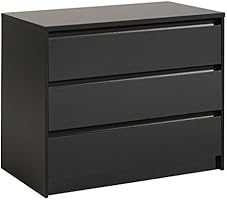 Parisot 3804CO3T Commode chambre &agrave; coucher - Commode 3Tir Ontario Noir brillant Bois
