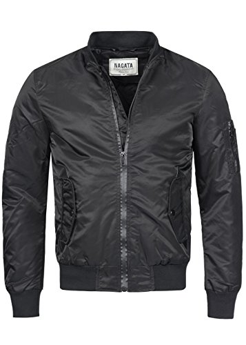 Nagata Herren Bomber Jacke 70171101, Strickbund, Taschen Patte, Tape-Zipper, schwarz, Gr:XXXL