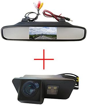 FUWAY CCD Color Car Reverse Rear View Parking Back up Camera for Ford Mondeo Fiesta Focus S-Max KUGA, with 4.3 Inch Color LCD TFT Rear View Mirror Monitor Screen Car Backup Monitor