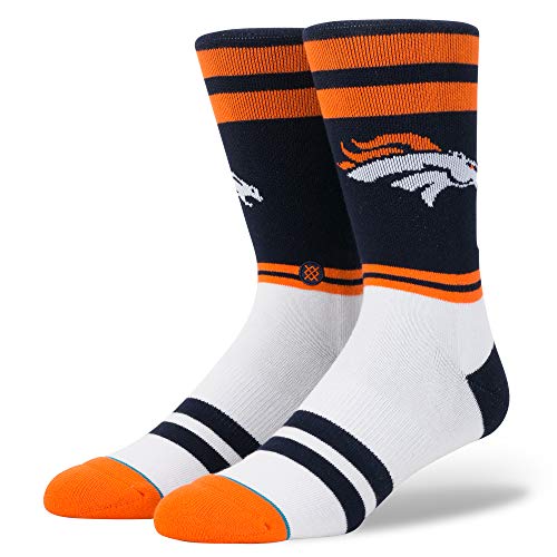 Stance M558C18LBR Men's Broncos Logo Sock, Navy - Large (9-12)