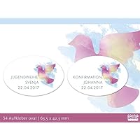 Konfirmation, Kommunion, Jugendweihe 54 Aufkleber oval mit Friedenstaube, personalisierbar