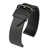 Uhrenarmband 22mm, MAIKES Fluoro Kautschuk Armbanduhren mit Edelstahl Gürtelschnalle Ersatz Schlaufe Handgelenk Uhrband für 20mm 22mm 24mm für Herren Damen (Band Width 20mm, Black+Black Buckle)