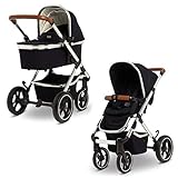 pflege chromgestell kinderwagen  Moon Kollektion 2020 Kombi Kinderwagen Scala navy  63970600-204