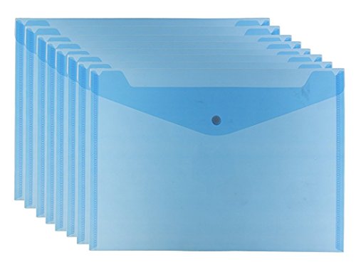 Bird Fiy claro documento carpeta con cierre de bot  n  Premium Calidad Poly Envelope  tama  o A4  juego de 12   azul 