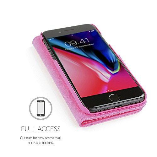 iPhone 7 Plus Case, Snugg Hot Pink Leather Flip Case [Card Slots] Executive Apple iPhone 7 Plus Wallet Case Cover and Stand [Lifetime Guarantee] - Legacy Series