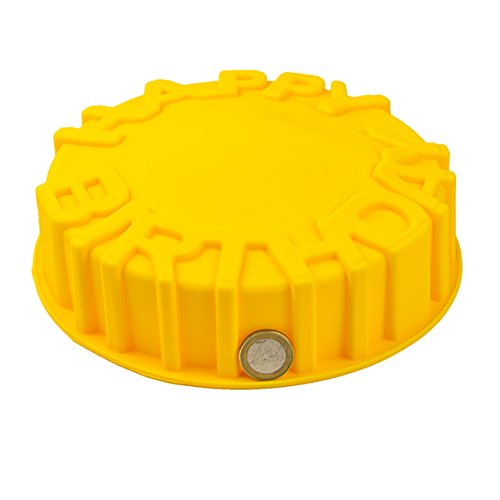 Silikonform für Geburtstag – Kuchen, Geburtstags – Geschenk, Party – cake, Happy Birthday direkt auf dem Kuchen, Kinder – Geburtstag, Süßigkeiten, Nachtisch, Back – Form, Farbe: Gelb - 5