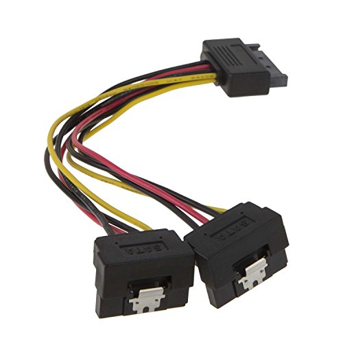 SATA Power Kabel, cablecreation [2er Pack] 6 SATA 15 Pin männlich auf 2 x SATA 15 Pin Down Winkel Buchse Power Splitter Kabel - 2