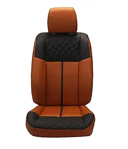 Hi Art Orange and Black Leatherette Custom Fit Seat Covers Compatible with Toyota Innova 7 Seater - (Front Covers + Rear Covers)