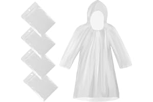 LMYTDO Disposable Rain Poncho, 4 Pack Waterproof Ponchos Adults One Size Clear Raincoat for Men - Plastic Rain Poncho with Drawstring Hood Family Pack - Emergency Poncho