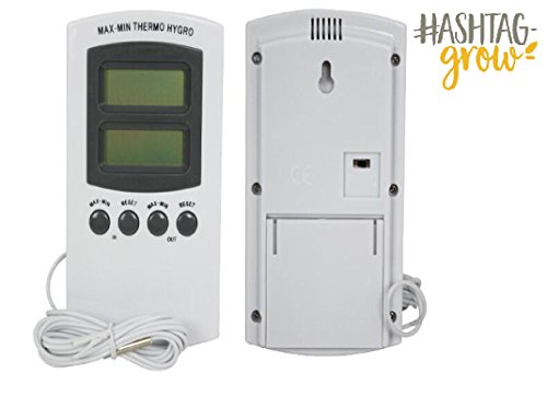 Digitales Hygro- Thermometer 2 Messpunkte Grow für Growbox Homebox Darkroom