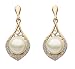 Silver Shoppee Angelic 18K Yellow Gold Plated Cubic Zirconia And Pearl Dangle Drop Earrings For Women RS.370.00