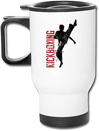 Kick Boxing Aluminum White Travel Mug, 12 Ounces