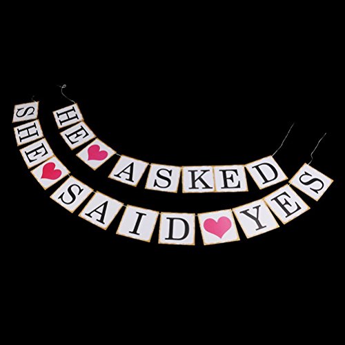 ULTNICE „HE ASKED SHE SAID YES“ Wimpelgirlande Hochzeit Party Girlande - 2