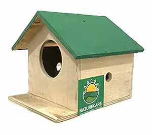 Nature Care Bird House nest Box for Sparrow, Squirrel,Small Birds Best Gift for Kids(Brown) Qty - 1 no.(NCBHS01S)