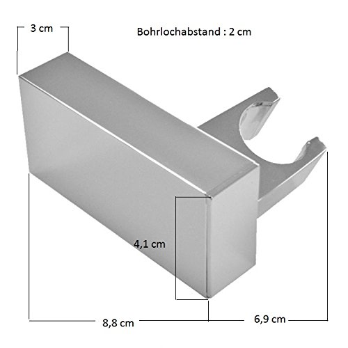 Sanixa® Brausehalter eckig quadratisch – Neigungswinkel verstellbar ABS verchromt / Wand-Halterung für Duschkopf schwenkbar zur Wandbefestigung. Halterung für Handbrause - 3