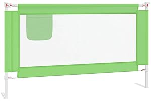 vidaXL Barandilla de Seguridad Cama de Niño Protección Cuna Bebé Guardería Dormitorio Habitación Protector Riel Barrera Verde Tela 140x25 cm